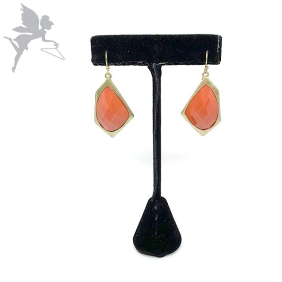 VINTAGE 1980's Faceted glass geometric earrings - Picture 1 of 5